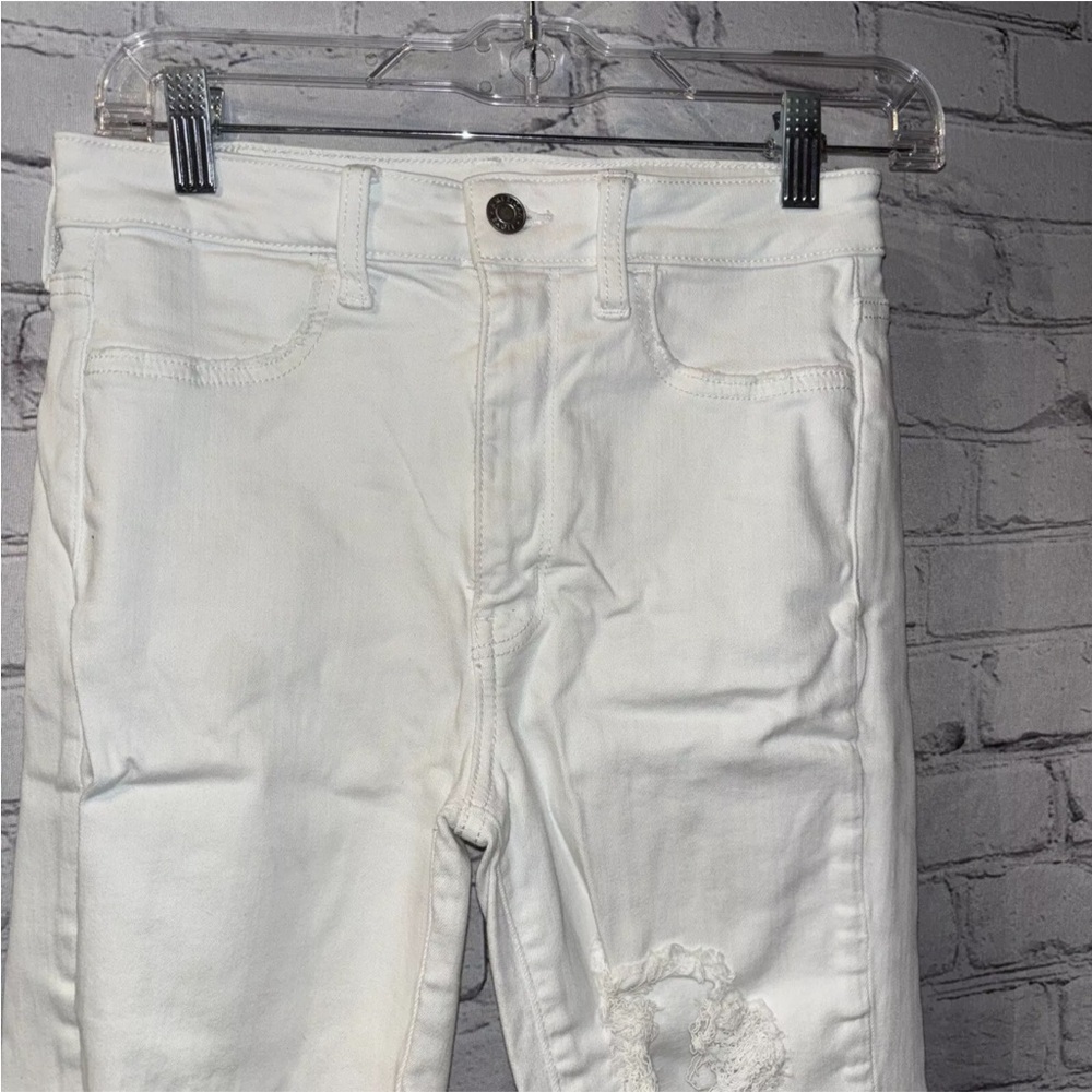 American Eagle NE(x)T Level Hi-Rise Jegging Crop Denim Jeans White Size 6 - Picture 2 of 7